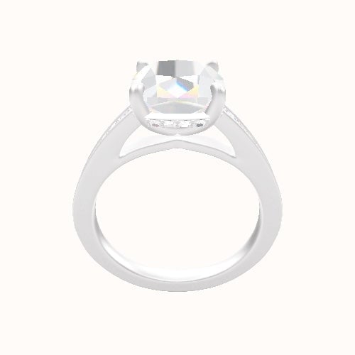 Micropave Cathedral Engagement Ring With Low Set Pave  Hidden Halo Head
