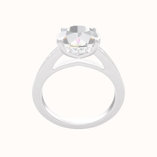 Micropave Cathedral Engagement Ring With Low Set Pave  Hidden Halo Head