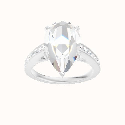Micropave Cathedral Engagement Ring With Low Set Pave  Hidden Halo Head and Matching Band