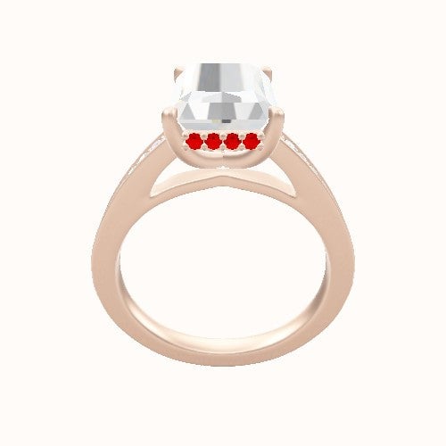 Micropave Cathedral Engagement Ring With Low Set Pave  Hidden Halo Head