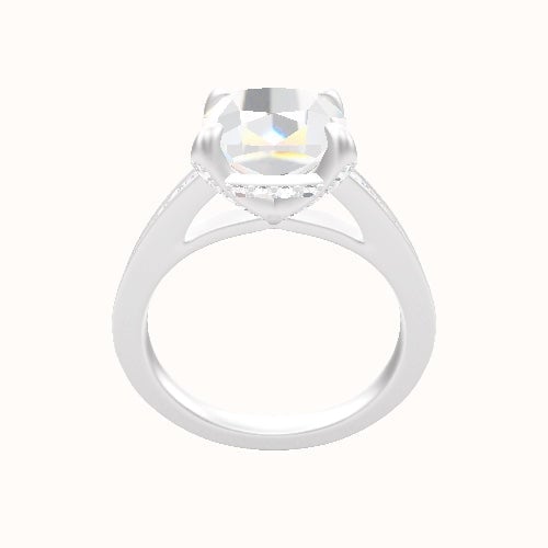 Micropave Cathedral Engagement Ring With Pave Basket Head