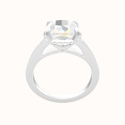 Micropave Cathedral Engagement Ring With Pave Basket Head