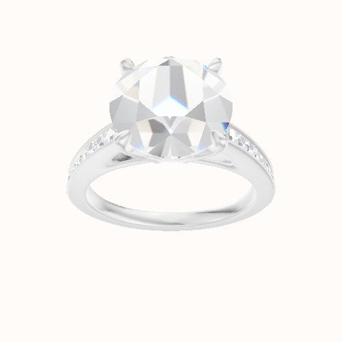 Micropave Cathedral Engagement Ring With Pave Tulip Prongs w. Surprise Diamond Head