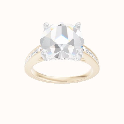 Micropave Cathedral Engagement Ring With Pave V Prong Head
