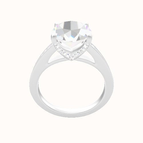Micropave Cathedral Engagement Ring With Pave V Prong Head