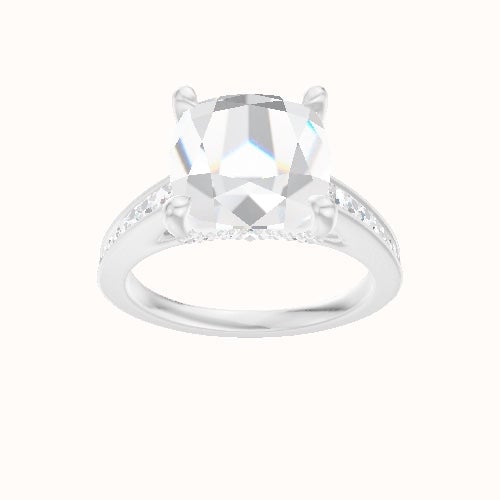 Micropave Cathedral Engagement Ring With Pave V Prong Head