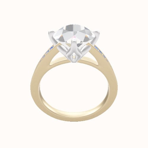 Micropave Cathedral Engagement Ring With Petal Compass Prong Head