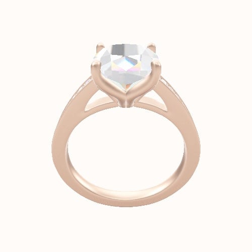 Micropave Cathedral Engagement Ring With Petal Four Prong Head