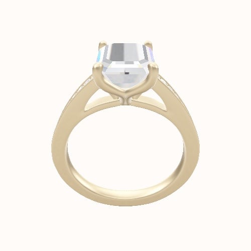 Micropave Cathedral Engagement Ring With Petal Four Prong Head