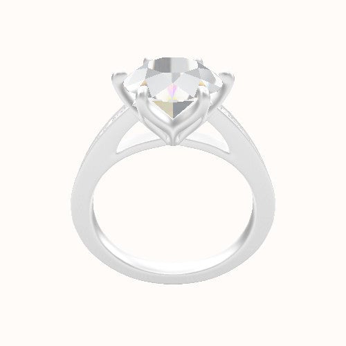 Micropave Cathedral Engagement Ring With Petal Six Prong Head