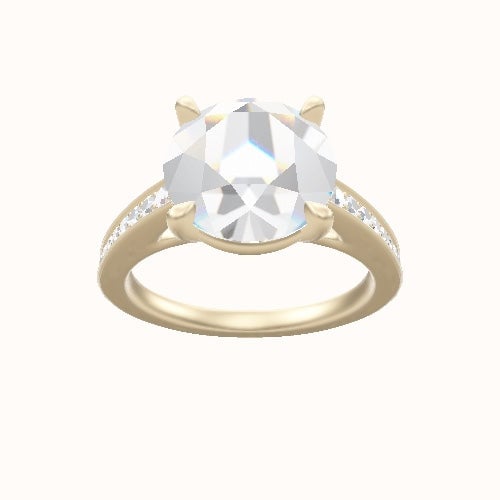 Micropave Cathedral Engagement Ring With Standard Four Prong Head