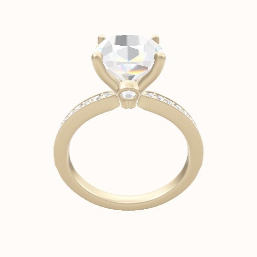 Micropave Engagement Ring With Accent Diamond Head