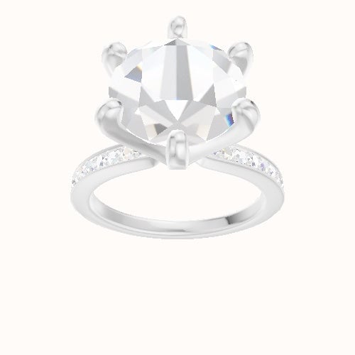 Micropave Engagement Ring With Classic Six Prong Head