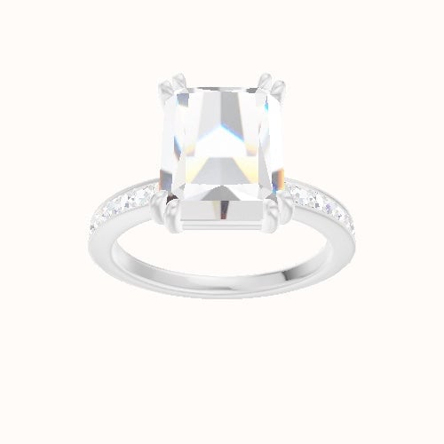 Micropave Engagement Ring With Double Prongs Head