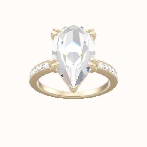 Micropave Engagement Ring With Double Prongs Head