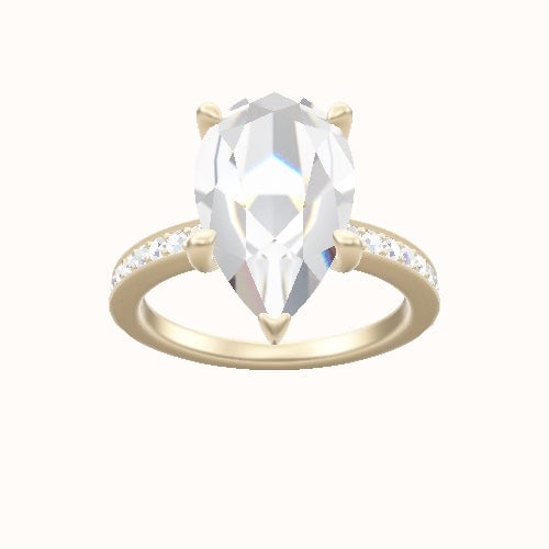 Micropave Engagement Ring With Four Prong Head and Matching Band