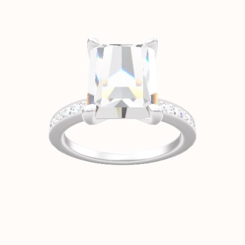 Micropave Engagement Ring With Four Prong Head and Matching Band
