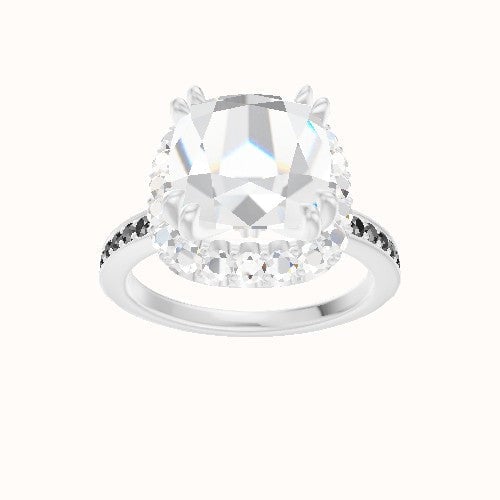 Micropave Engagement Ring With Halo with Double Prong Head