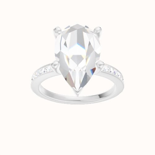 Micropave Engagement Ring With High Set Four Prong Head