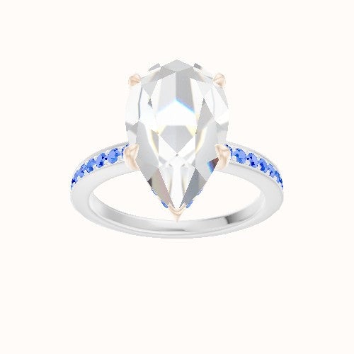 Micropave Engagement Ring With Low Set Pave  Hidden Halo Head