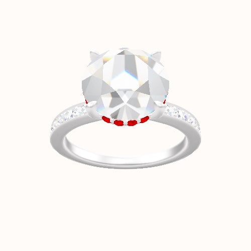 Micropave Engagement Ring With Low Set Pave  Hidden Halo Head