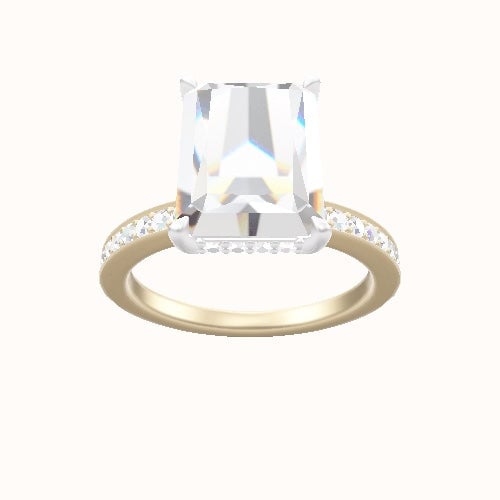 Micropave Engagement Ring With Low Set Pave  Hidden Halo Head
