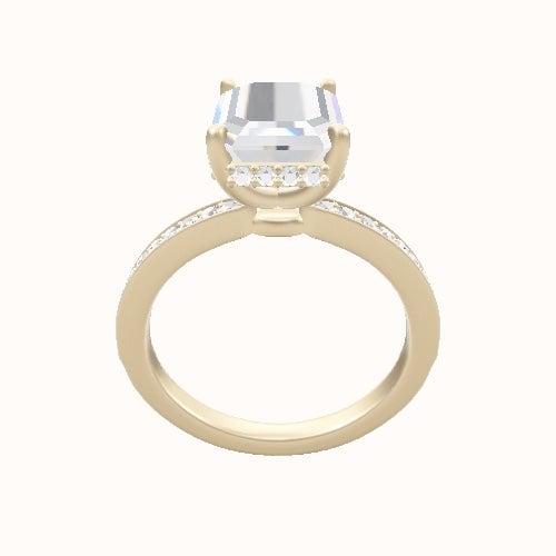 Micropave Engagement Ring With Low Set Pave  Hidden Halo Head