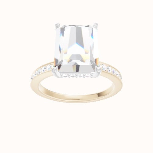 Micropave Engagement Ring With Low Set Pave  Hidden Halo Head