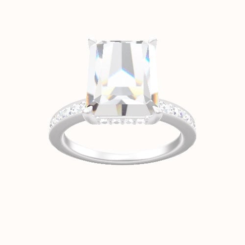 Micropave Engagement Ring With Low Set Pave  Hidden Halo Head