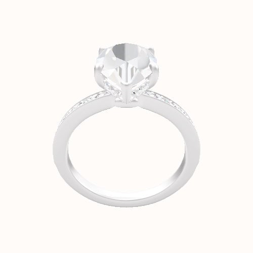 Micropave Engagement Ring With Low Set Pave  Hidden Halo Head