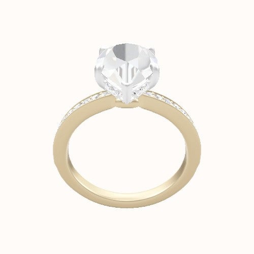Micropave Engagement Ring With Low Set Pave  Hidden Halo Head