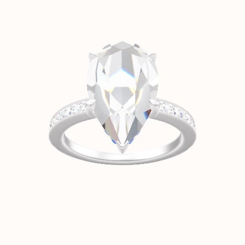 Micropave Engagement Ring With Low Set Pave  Hidden Halo Head