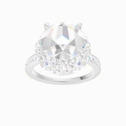 Micropave Engagement Ring With Low Set Waterfall Halo Head