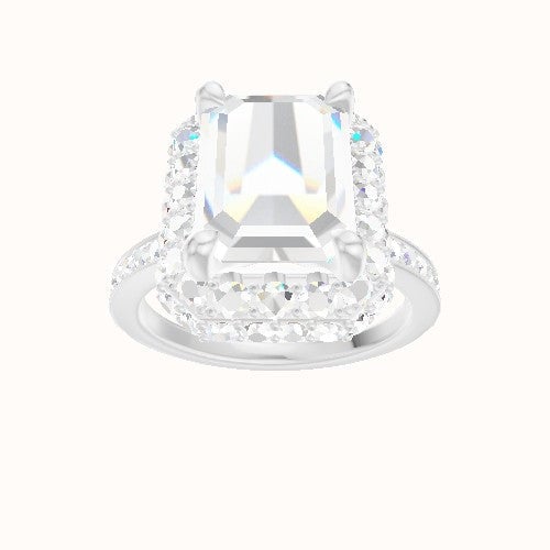 Micropave Engagement Ring With Low Set Waterfall Halo Head