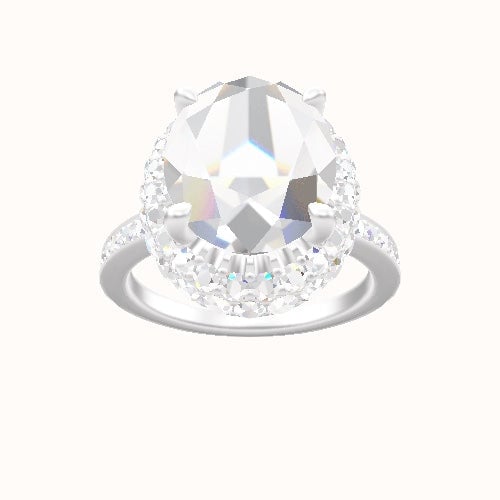 Micropave Engagement Ring With Low Set Waterfall Halo Head