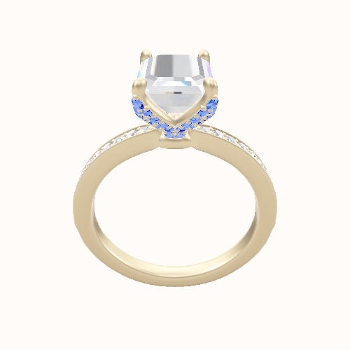 Micropave Engagement Ring With Pave Petal Four Prong Head