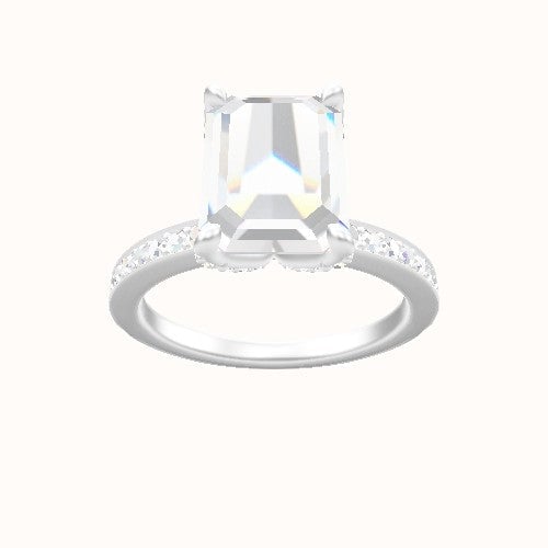 Micropave Engagement Ring With Pave Petal Four Prong Head