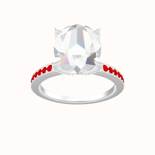 Micropave Engagement Ring With Pave Petal Four Prong Head