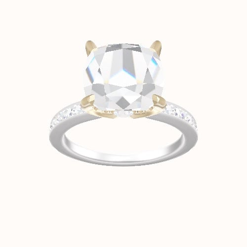 Micropave Engagement Ring With Pave Tulip Prongs w. Surprise Diamond Head