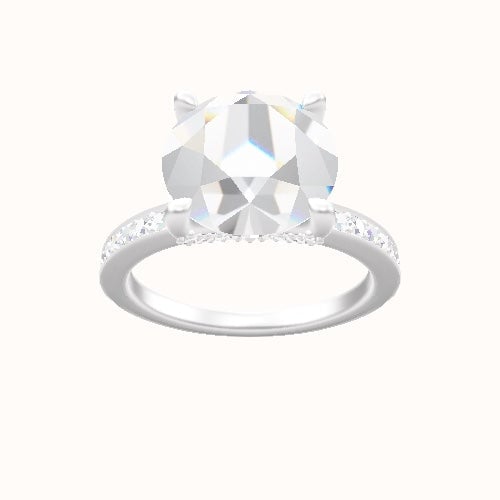 Micropave Engagement Ring With Pave V Prong Head