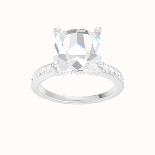 Micropave Engagement Ring With Pave V Prong Head