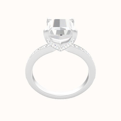 Micropave Engagement Ring With Pave V Prong Head