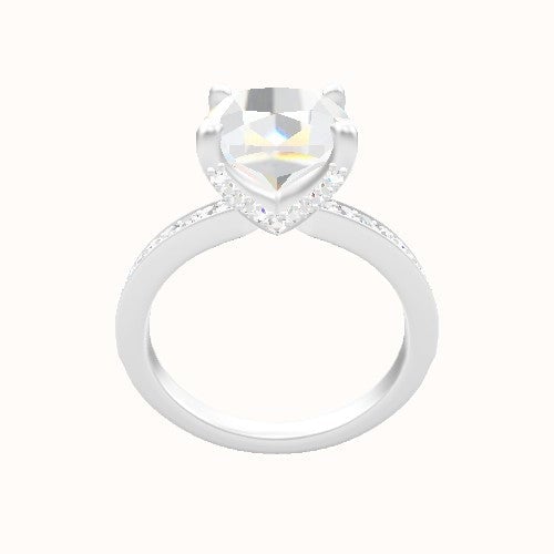 Micropave Engagement Ring With Pave V Prong Head