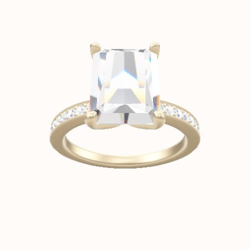 Micropave Engagement Ring With Petal Four Prong Head