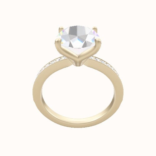 Micropave Engagement Ring With Petal Four Prong Head