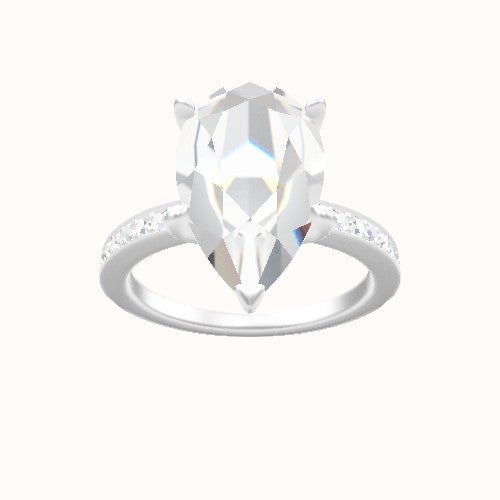 Micropave Engagement Ring With Petal Four Prong Head