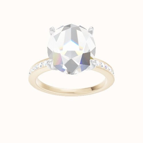 Micropave Engagement Ring With Petal Four Prong Head