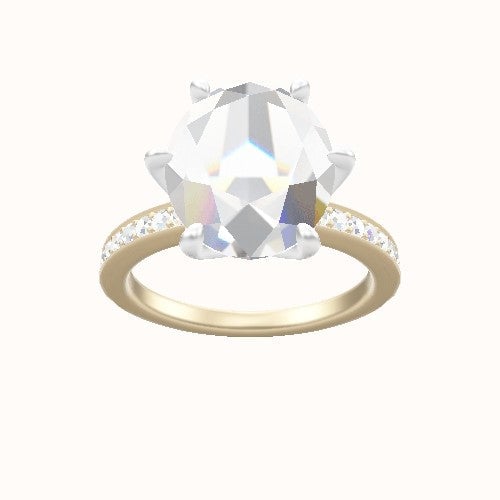 Micropave Engagement Ring With Petal Six Prong Head