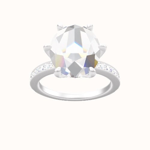 Micropave Engagement Ring With Petal Six Prong Head