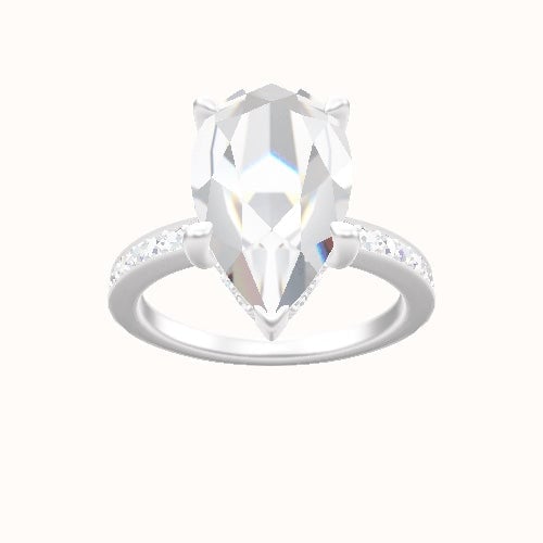 Micropave Engagement Ring With V Prong with Hidden Halo Head